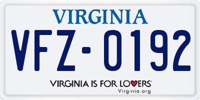 VA license plate VFZ0192