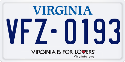 VA license plate VFZ0193