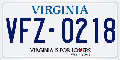 VA license plate VFZ0218