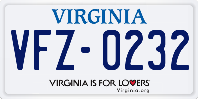 VA license plate VFZ0232