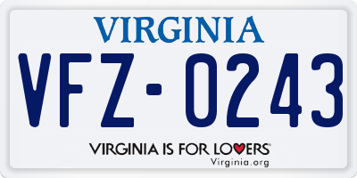 VA license plate VFZ0243