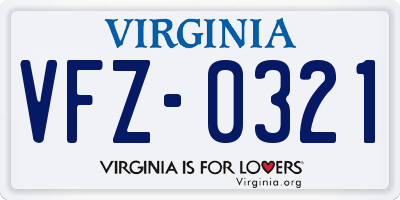 VA license plate VFZ0321
