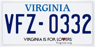 VA license plate VFZ0332