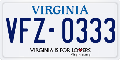 VA license plate VFZ0333