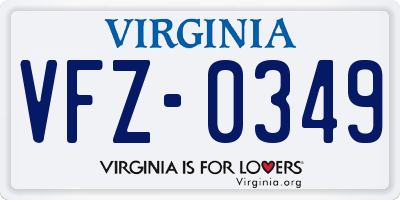 VA license plate VFZ0349