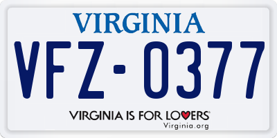 VA license plate VFZ0377