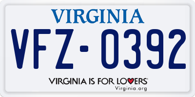VA license plate VFZ0392