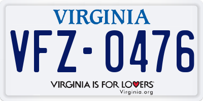 VA license plate VFZ0476