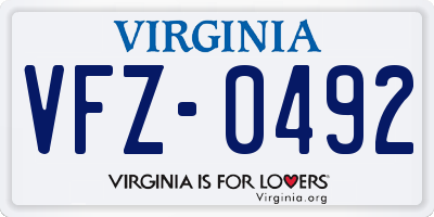 VA license plate VFZ0492
