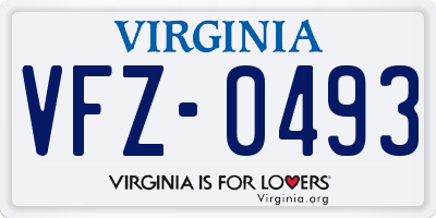 VA license plate VFZ0493