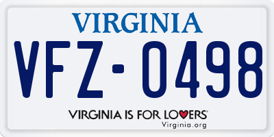 VA license plate VFZ0498