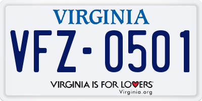 VA license plate VFZ0501