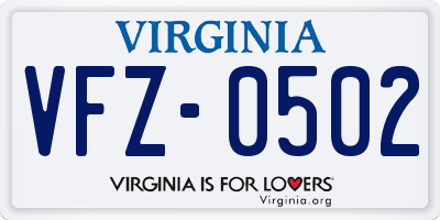 VA license plate VFZ0502