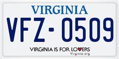 VA license plate VFZ0509