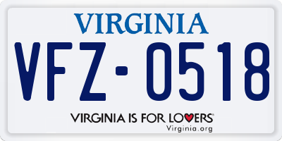 VA license plate VFZ0518