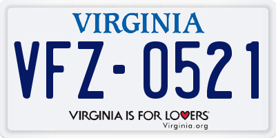 VA license plate VFZ0521