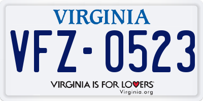 VA license plate VFZ0523