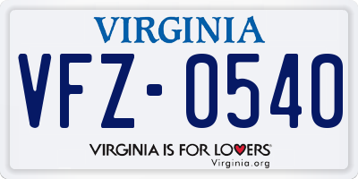 VA license plate VFZ0540