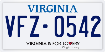 VA license plate VFZ0542