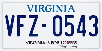 VA license plate VFZ0543