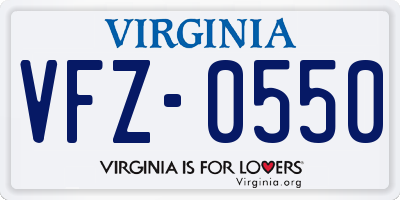 VA license plate VFZ0550