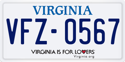 VA license plate VFZ0567