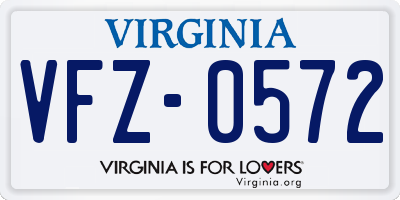 VA license plate VFZ0572