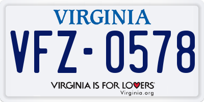 VA license plate VFZ0578