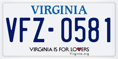 VA license plate VFZ0581