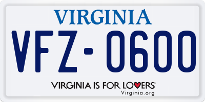 VA license plate VFZ0600
