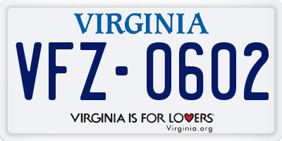 VA license plate VFZ0602