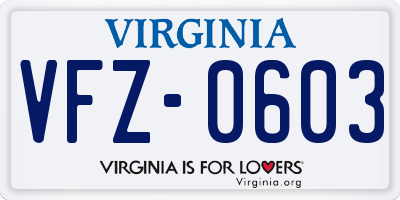 VA license plate VFZ0603