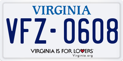 VA license plate VFZ0608
