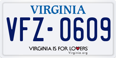 VA license plate VFZ0609