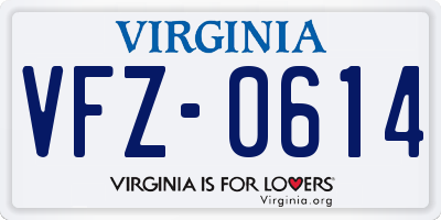 VA license plate VFZ0614