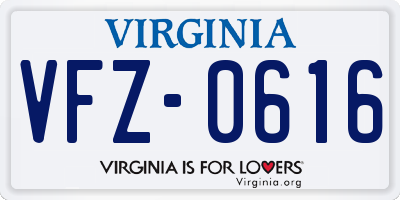 VA license plate VFZ0616