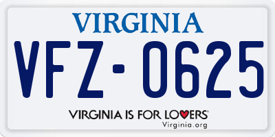 VA license plate VFZ0625