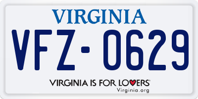 VA license plate VFZ0629