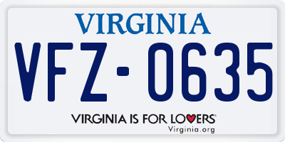 VA license plate VFZ0635