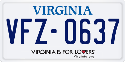 VA license plate VFZ0637