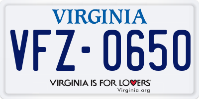 VA license plate VFZ0650