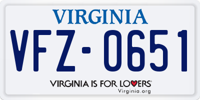 VA license plate VFZ0651