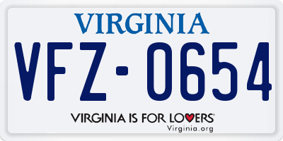 VA license plate VFZ0654