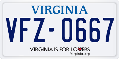 VA license plate VFZ0667