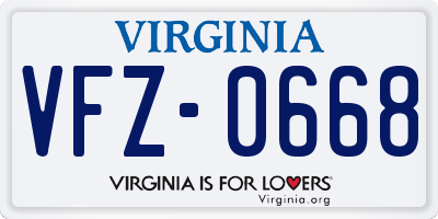 VA license plate VFZ0668