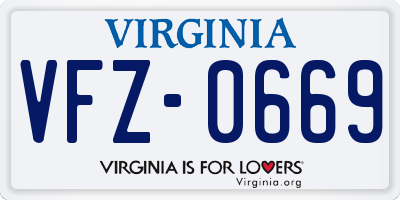 VA license plate VFZ0669