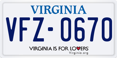 VA license plate VFZ0670