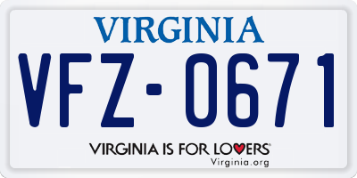 VA license plate VFZ0671