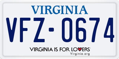 VA license plate VFZ0674
