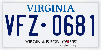 VA license plate VFZ0681